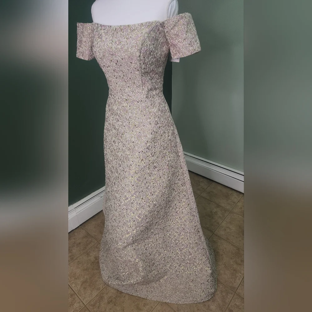 Alyce Paris Pink Floral Off-Shoulder Maxi Dress - Picture 9 of 13